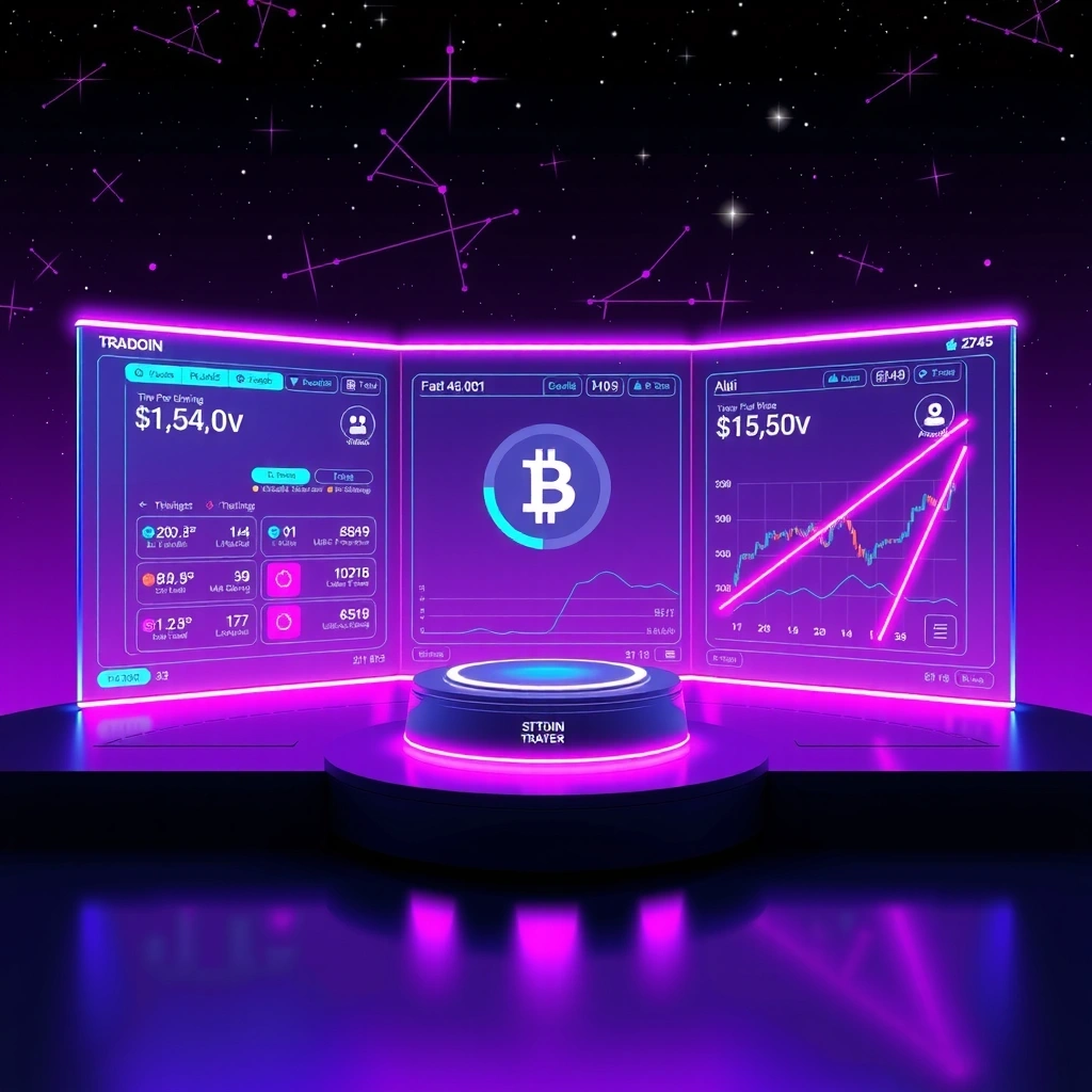 Interfaz de tecnología financiera con elementos de gamificación y trading